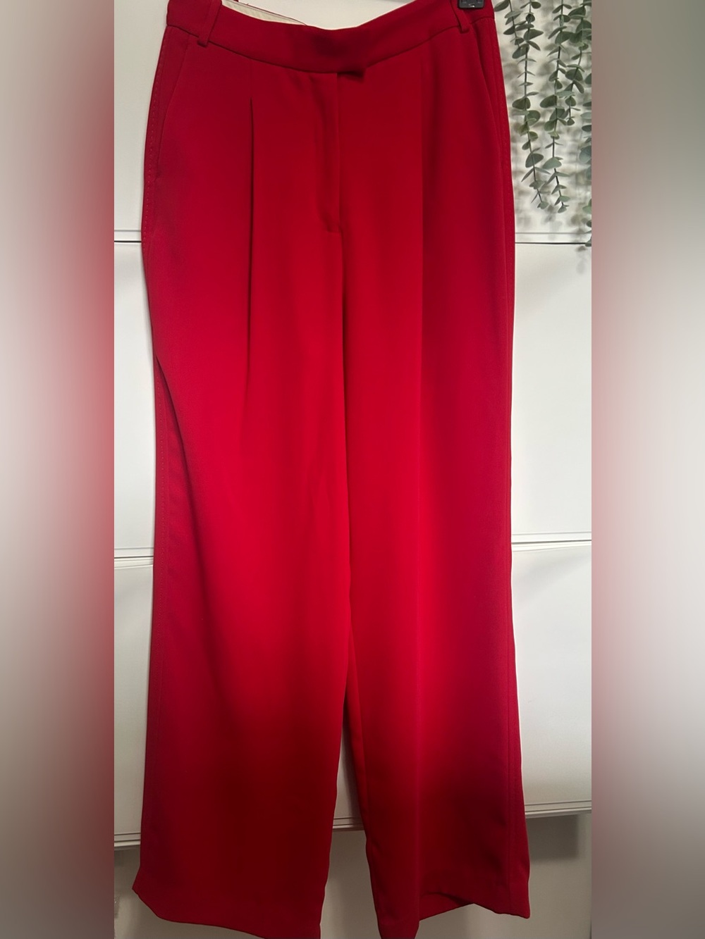 Babaton Red Wide-Leg Dress Pants